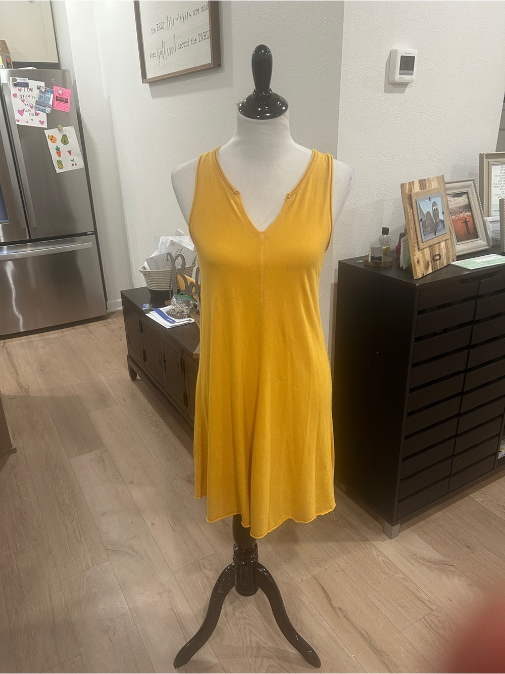 Mustard Yellow Sleeveless Swing Dress